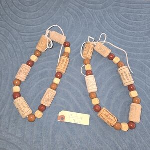 Hand Crafted Cork and Bead Curtain Tiebacks in Tan, Brown, Cream